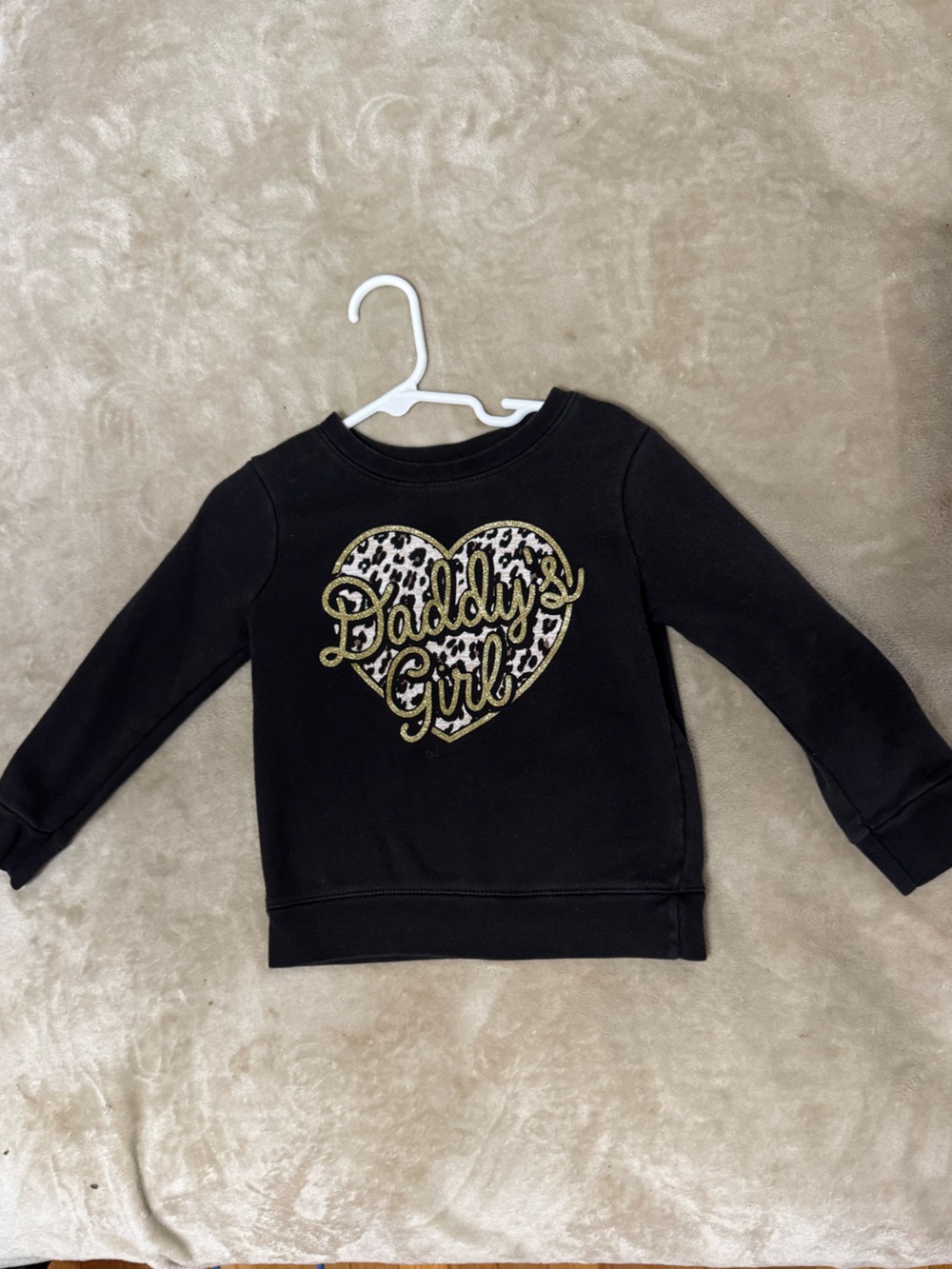 Garanimals Black Sweatshirt with Gold & Leopard Heart